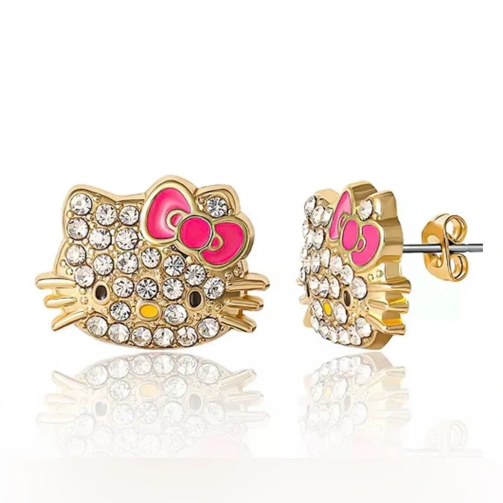 Hello Kitty Sanrio Pave Crystal Stud Earrings